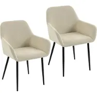 HOMCOM Eetkamerstoel - Corduroy (100% polyester) - 58 x 59,5 x 81,5 cm - Crème