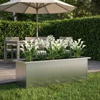 vidaXL Tuinplantenbak met led zilver 30 x 100 x 30 cm