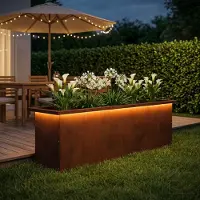 vidaXL Tuinplantenbak met led Roestkleurig 30 x 100 x 30 cm