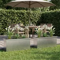vidaXL Tuinplantenbak met led 2 st zilver 30 x 100 x 30 cm