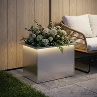 vidaXL Tuinplantenbak met led zilver 40 x 60 x 40 cm