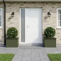 vidaXL Tuinplantenbak met led 2 st Olijfgroen 40 x 60 x 40 cm Staal