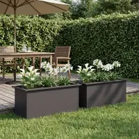 vidaXL Tuinplantenbak met led 2 st Zwart 40 x 80 x 40 cm Staal