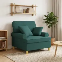 vidaXL XL fauteuil met kussens Donkergroen Stof