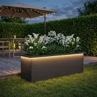 vidaXL Tuinplantenbak met led Zwart 30 x 100 x 30 cm Staal