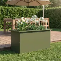 vidaXL Tuinplantenbak met led Olijfgroen 40 x 80 x 40 cm Staal