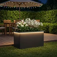 vidaXL Tuinplantenbak met led Zwart 40 x 80 x 40 cm Staal