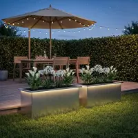 vidaXL Tuinplantenbak met led 2 st zilver 40 x 80 x 40 cm