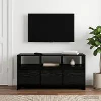 vidaXL Tv-meubel 102 x 37,5 x 52,5 cm Zwart eiken Bewerkt hout