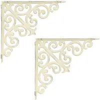 vidaXL Wandplankbeugels 2 st Antiek wit 14 x 14 x 3,5 cm Staal
