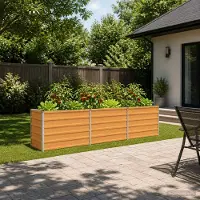 vidaXL Verhoogde Tuinbak Naturel 240 x 40 x 55 cm koudgewalst staal