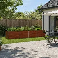 vidaXL Verhoogde Tuinbak Roestig 320 x 40 x 55 cm corton