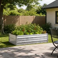 vidaXL Verhoogde Tuinbak Zilverkleurig 100 x 80 x 24 cm gegalvaniseerd