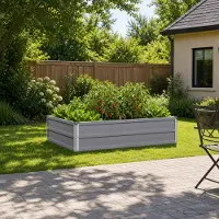 vidaXL Verhoogde Tuinbak Grijs 100 x 80 x 24 cm koudgewalst staal
