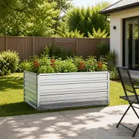vidaXL Verhoogde Tuinbak Zilverkleurig 100 x 80 x 55 cm gegalvaniseerd