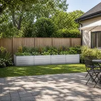 vidaXL Verhoogde Tuinbak Zilverkleurig 320 x 80 x 55 cm gegalvaniseerd