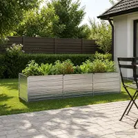 vidaXL Verhoogde Tuinbak Zilverkleurig 240 x 80 x 55 cm gegalvaniseerd