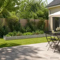vidaXL Verhoogde Tuinbak Zilverkleurig 400 x 80 x 24 cm gegalvaniseerd