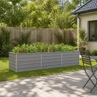 vidaXL Verhoogde Tuinbak Grijs 240 x 80 x 55 cm koudgewalst staal