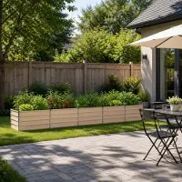 vidaXL Verhoogde Tuinbak Ivoor 400 x 80 x 55 cm koudgewalst staal