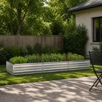 vidaXL Verhoogde Tuinbak Zilverkleurig 240 x 80 x 24 cm gegalvaniseerd