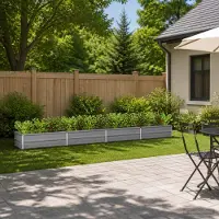 vidaXL Verhoogde Tuinbak Grijs 320 x 40 x 24 cm koudgewalst staal