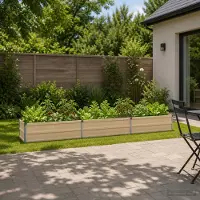 vidaXL Verhoogde Tuinbak Ivoor 240 x 40 x 24 cm koudgewalst staal