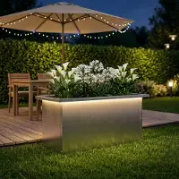 vidaXL Tuinplantenbak met led zilver 30 x 60 x 30 cm Roestvrij staal