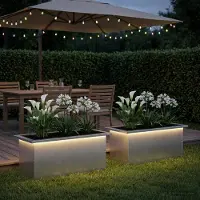 vidaXL Tuinplantenbak met led 2 st zilver 30 x 60 x 30 cm
