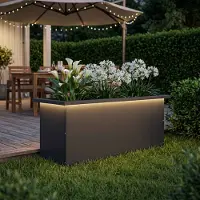 vidaXL Tuinplantenbak met led Zwart 30 x 80 x 30 cm Staal