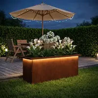 vidaXL Tuinplantenbak met led Roestkleurig 30 x 80 x 30 cm