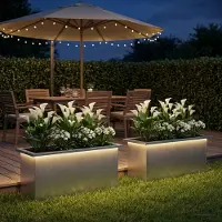 vidaXL Tuinplantenbak met led 2 st zilver 30 x 80 x 30 cm