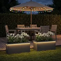 vidaXL Tuinplantenbak met led 2 st Antraciet 30 x 60 x 30 cm Staal