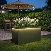 vidaXL Tuinplantenbak met led Olijfgroen 30 x 60 x 30 cm Staal