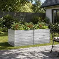 vidaXL Verhoogde Tuinbak Zilverkleurig 160 x 80 x 55 cm gegalvaniseerd