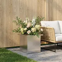 vidaXL Tuinplantenbak met led zilver 30 x 30 x 30 cm Roestvrij staal