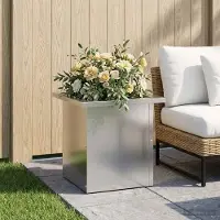 vidaXL Tuinplantenbak met led zilver 30 x 30 x 30 cm