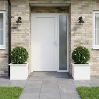 vidaXL Tuinplantenbak met led 2 st Wit 30 x 40 x 30 cm Staal