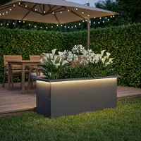 vidaXL Tuinplantenbak met led Antraciet 30 x 80 x 30 cm Staal