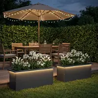 vidaXL Tuinplantenbak met led 2 st Antraciet 30 x 80 x 30 cm Staal