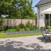vidaXL Verhoogde Tuinbak Grijs 400 x 80 x 24 cm koudgewalst staal