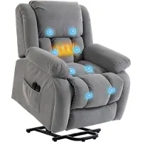 HOMCOM Multifunctionele elektrische relaxfauteuil - Fluweel (Polyester) - 93x104x100cm - Lichtgrijs