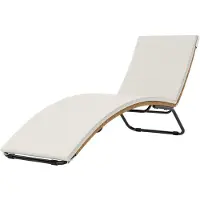 Outsunny Single Rattan Lounger (Non-Simple)-Staal, PE-rattan-175L x 57B x 80H cm-Crèmewit