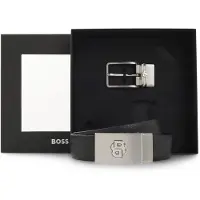 BOSS Leren ceintuur met Double B-monogramgesp