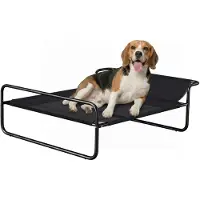 PawHut Hundeliege Outdoor, Erhöhtes Hundebett mit atmungsaktivem Mesh-Bezug, Haustierbett für kleine und mittelgroße Hunde Schwarz 91 x 69 x 29 cm