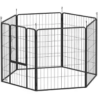 PawHut Puppyren, 100 cm hoog, 6-delig. Zelfbouw hondenren, staal, grijs