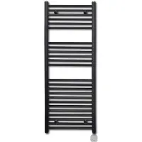 Sanicare Elektrische wifi radiator lumara carini 120x50 cm 750 watt mat zwart thermostaat zilver rechtsonder