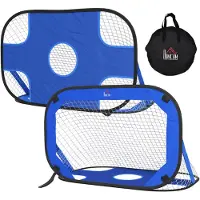 HOMCOM Voetbaldoel net | Set van 2 | Opvouwbaar | Blauw