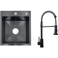 Faizee Home Future RVS Spoelbak Zwart 40x45x22 cm met Spiral Kraan