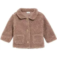 s.Oliver teddy jas - taupe Bruin Meisjes Polyester Klassieke kraag Effen - maat 86